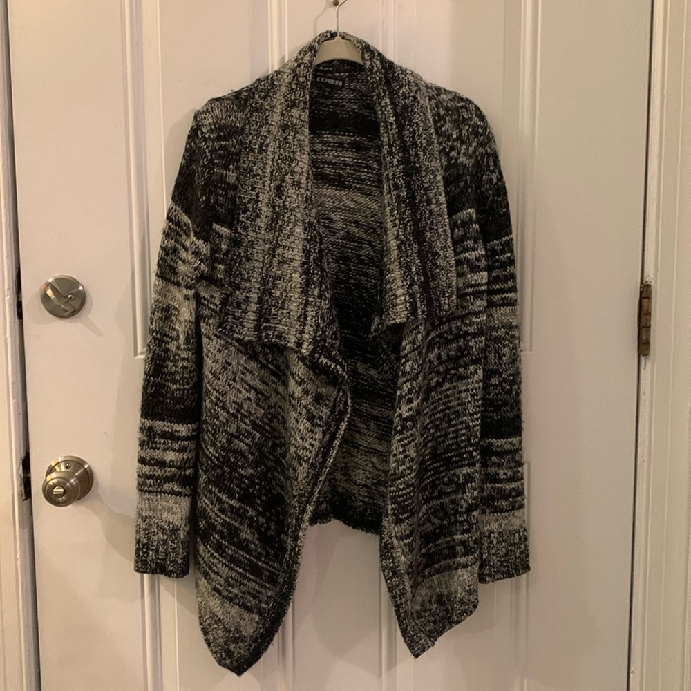 Draped black and grey cardigan